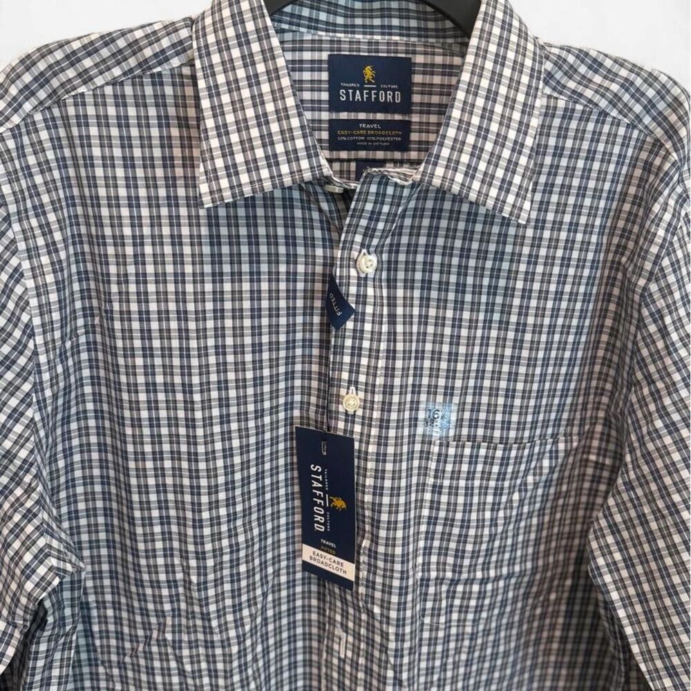 Stafford Men's Stripped Polo Button Down Shirts Size 16.5/Large